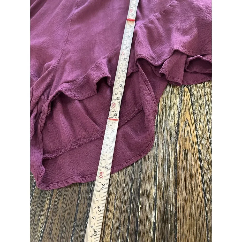 Free People Rush For Ruffles Romper Burgundy Boho Ruffle Lace Size M